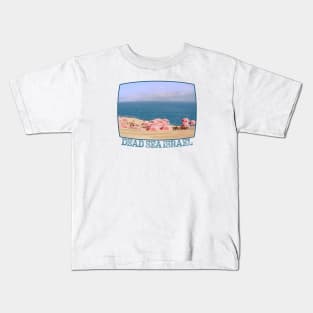 Israel, Dead Sea. Beach Umbrellas Kids T-Shirt